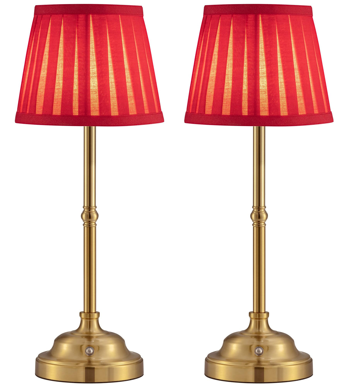 KDG Gold Cordless Portable LED Table Lamp, Beige Fabric Shade Desk Lamp