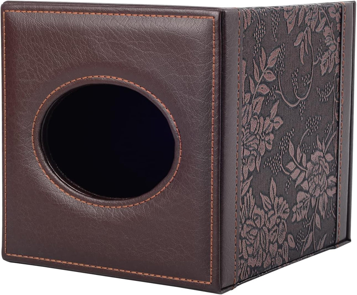 Tissue Box Cover Square,Modern Leather Tissue Box Holder for Napkin Facial Paper Organizer Bottom with Magnet Reinforcement for Home/Hotel/Restaurant/Office/car/Living Room(Retro)