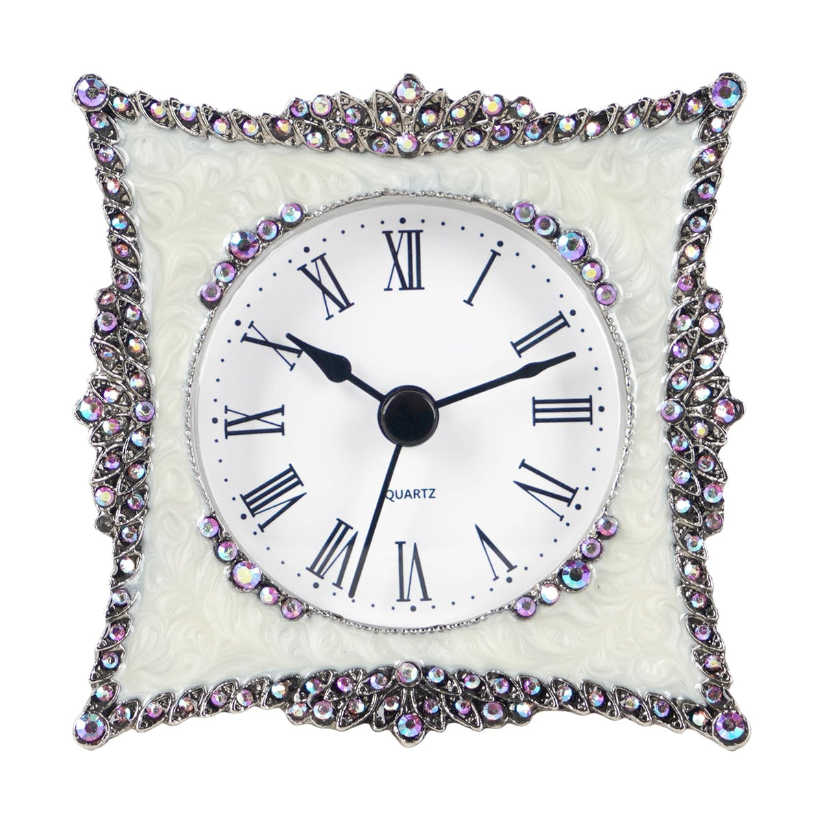 NIKKY HOME Vintage Table Clock with Crystal Shining Rhinestone 3 Inch