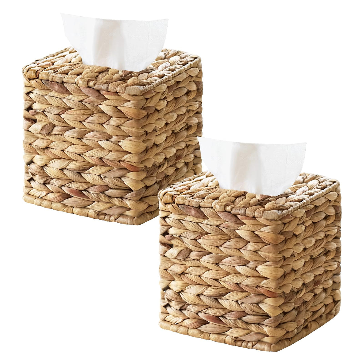 Wicker Tissue Box Cover Square, Handwoven Facial Tissue Napkin Box Holder