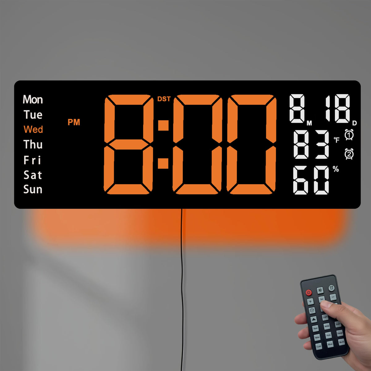 7 Inch LED Digital Alarm Clock with Dual Alarms&Soft Bottom Light,Blue