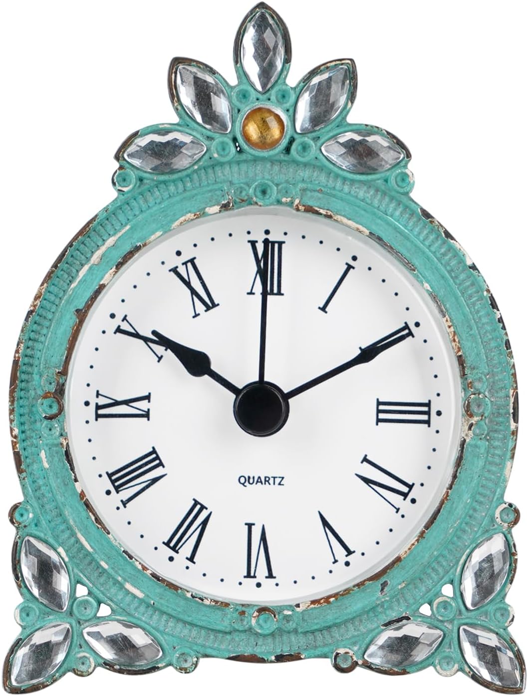 NIKKY HOME Vintage Table Clock with Crystal Shining Rhinestone 3 Inch