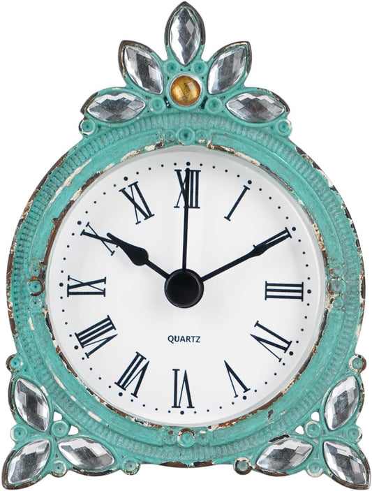 NIKKY HOME Vintage Table Clock with Crystal Shining Rhinestone 3 Inch