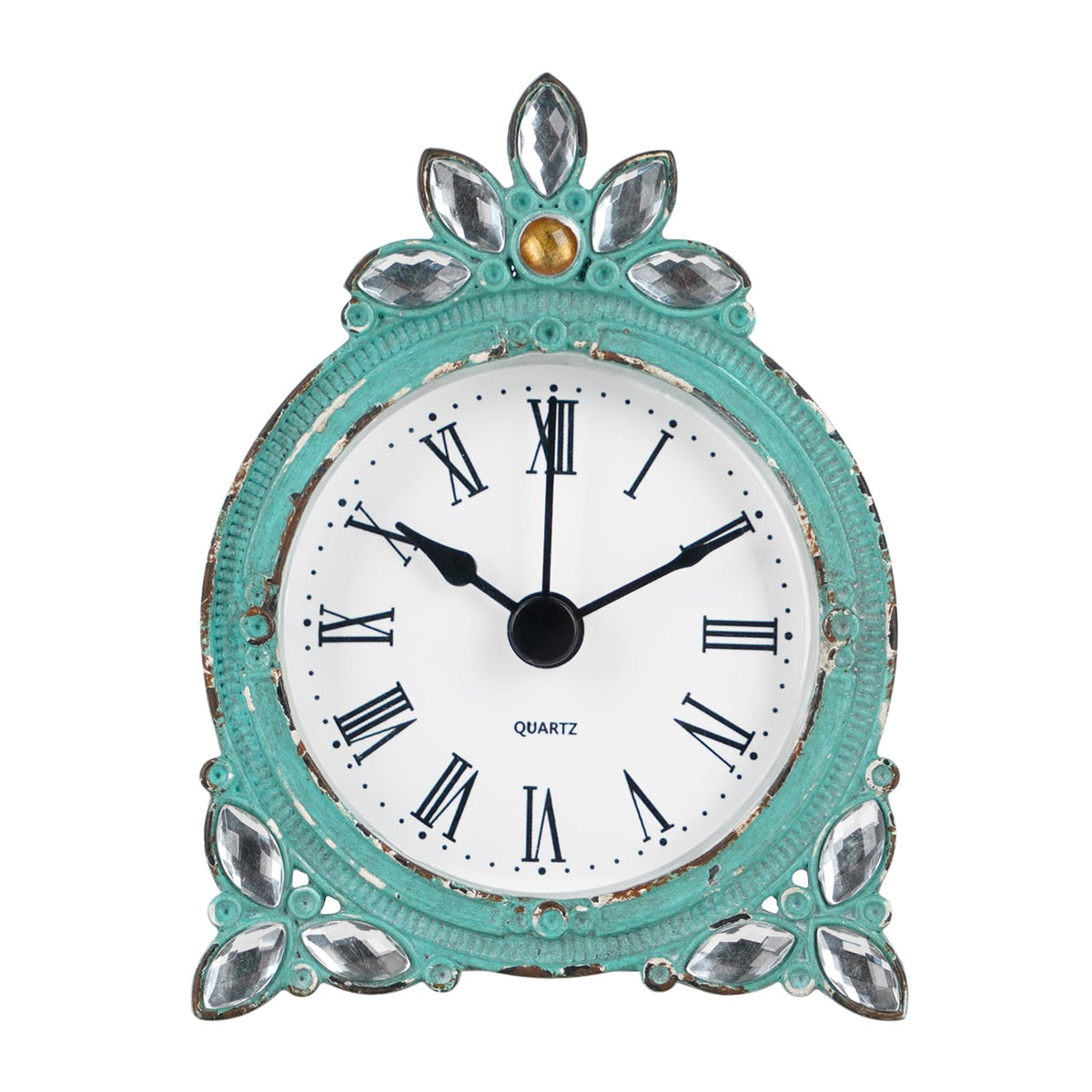 NIKKY HOME Vintage Table Clock with Crystal Shining Rhinestone 3 Inch