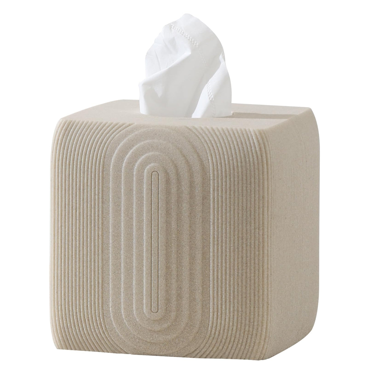 Tissue Box Cover Square, Sandstone Look Facial Tissue Holder,Beige