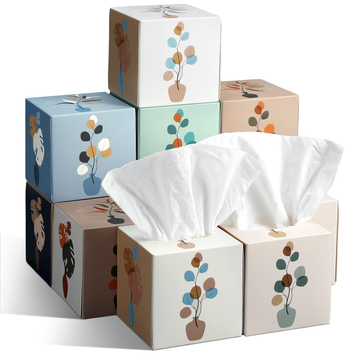 Fourluoo 12 Pack Fruit Facial Tissues Cube Face Boxes 600 Sheets 3 Ply