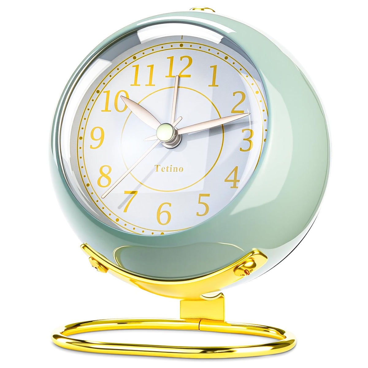 Tetino Analog Alarm Clocks,Retro Backlight Cute Simple Design Small Desk Clock with Night Light,Silent Non-Ticking,Battery Powered,for Decor,Bedrooms,Travel,Kitchen,Bedside Desktop.(White)