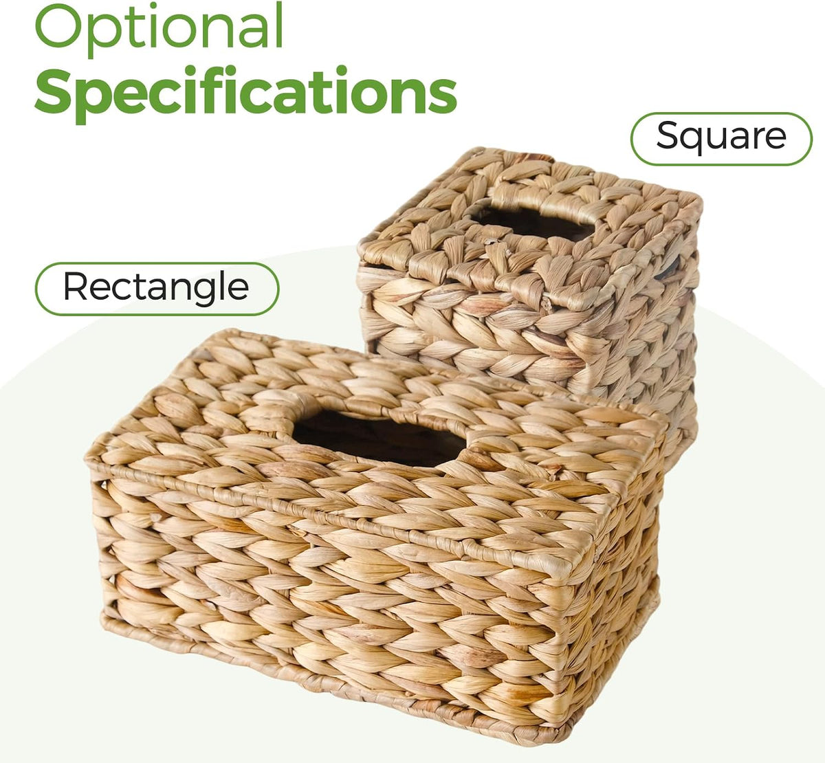 Wicker Tissue Box Cover Square, Handwoven Facial Tissue Napkin Box Holder