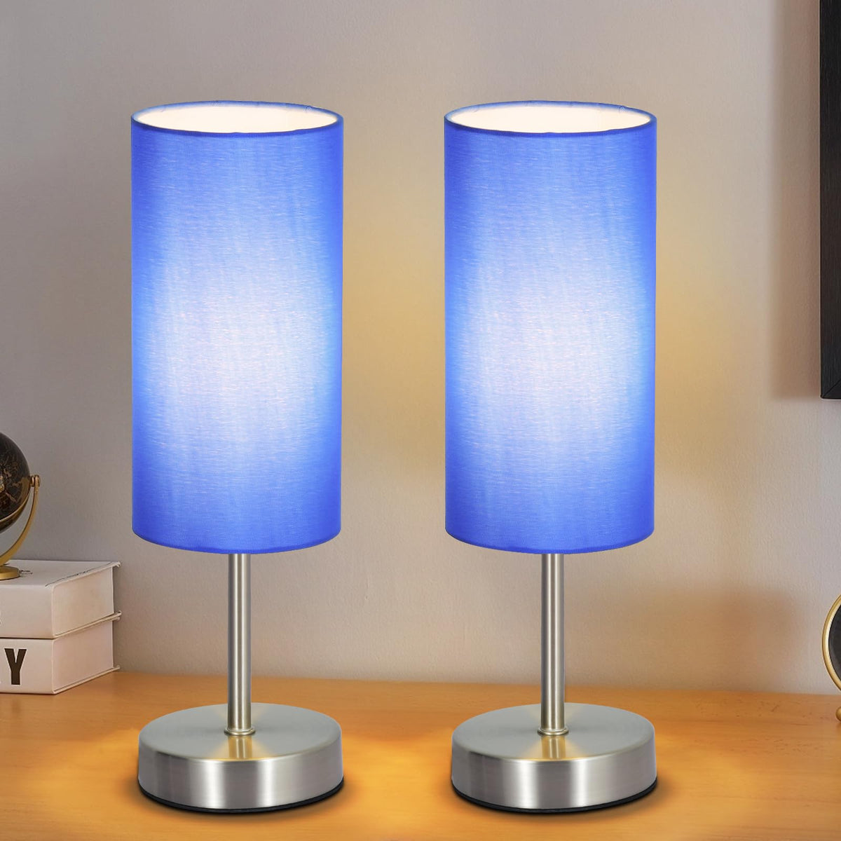 RISLG Small Table Lamp, Bedside Table Lamp for Bedroom, Lamp for Nightstand with Linen Fabric Shade, Minimalist Modern Desk Lamp for Living Room Office Dorm Kids Room