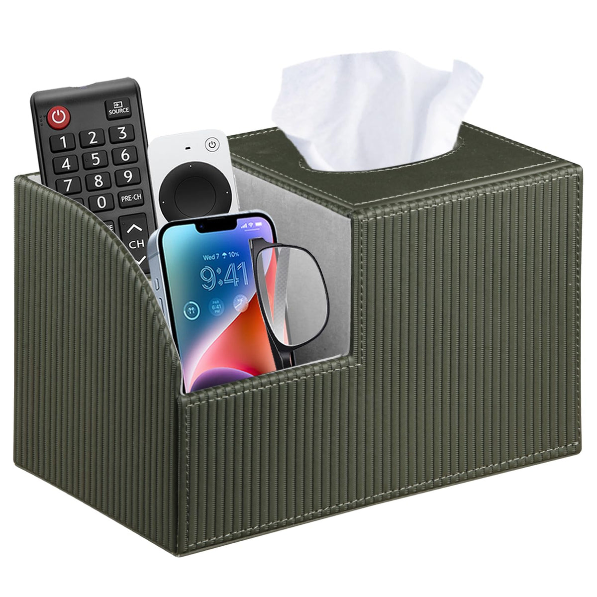 PU Leather Square Tissue Box Cover - Multi-Functional Tissue Box Holder