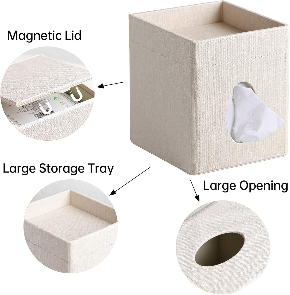 PU Leather Tissue Box Cover Square Tissue Box Holder Tissue Holder