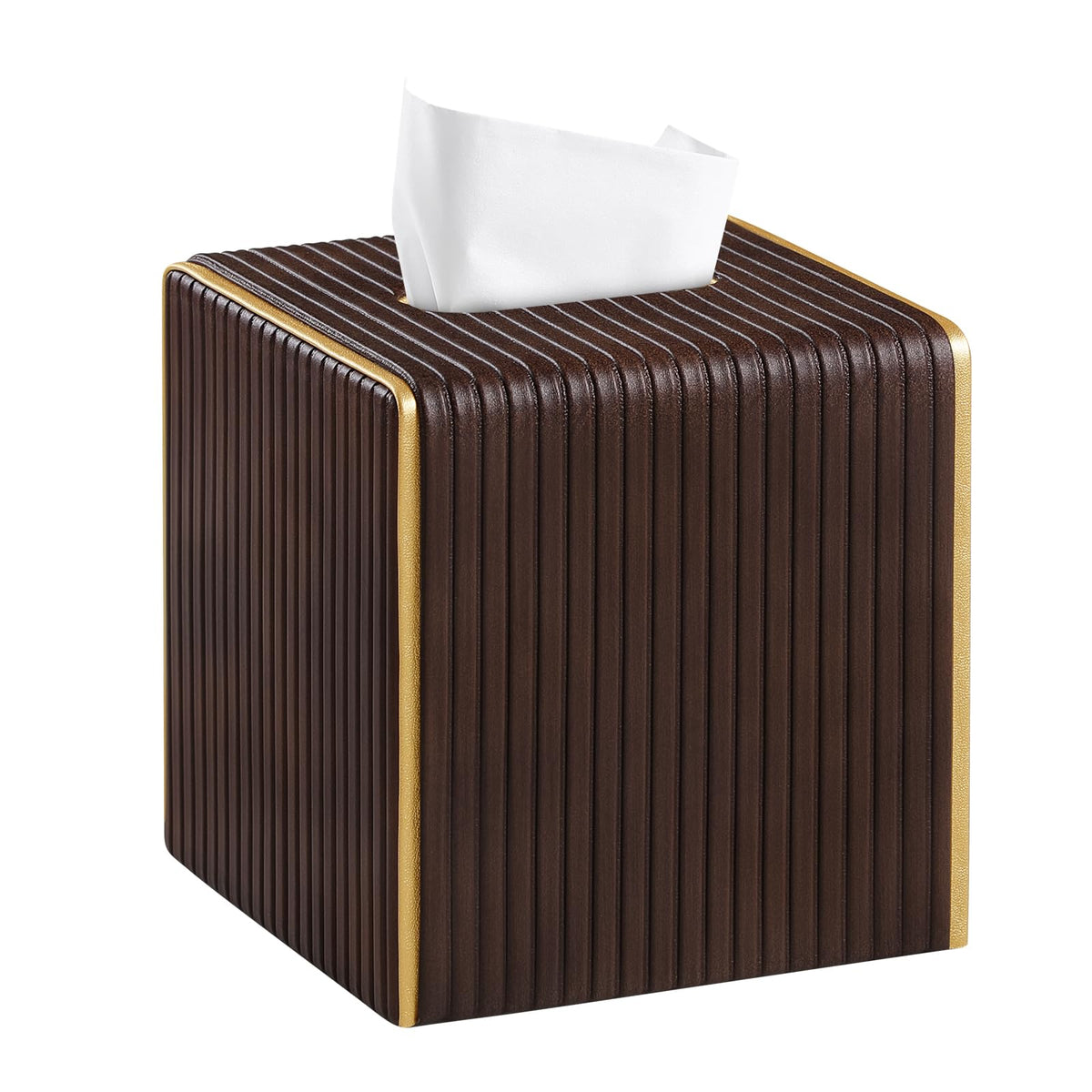 Square PU Leather Tissue Box Cover with Magnetic Closure, Decorative Tissue Holder & Storage Container for Bedroom, Living Room, Dining Room, Bathroom, Countertop, Desk (Square Green)