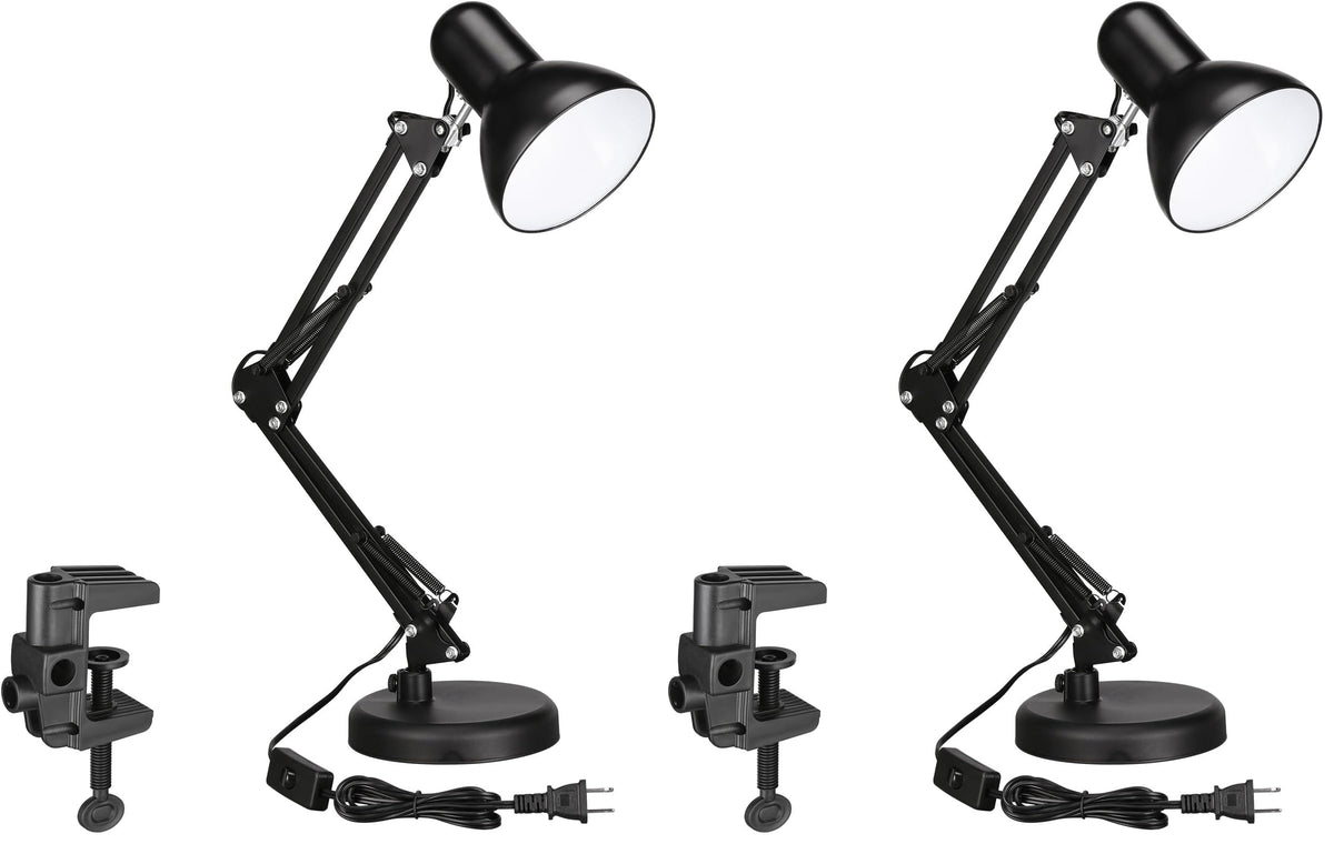 TORCHSTAR Metal Desk Lamp, Adjustable Swing Arm, E26, Black