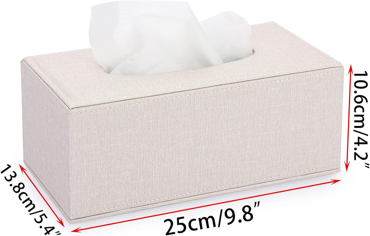 Sumnacon Tissue Box Cover Rectangle Linen Tissue Box Holder，Magnetic Bottom