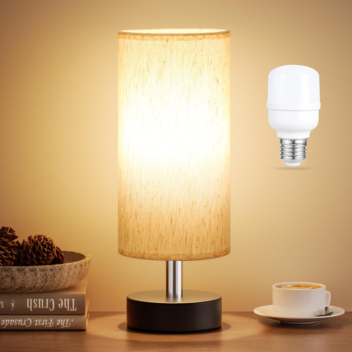 PartageiZ Small Table Lamp for Bedroom - Bedside Lamps for Night Stands