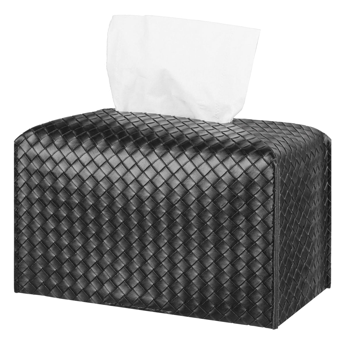 Tissue Box Cover PU Leather Tissue Holder Square Facial Tissue Case Facial Paper Organizer Dispenser for Bathroom, Vanity Countertop, Tabletop, Car, Rectangle, Griege