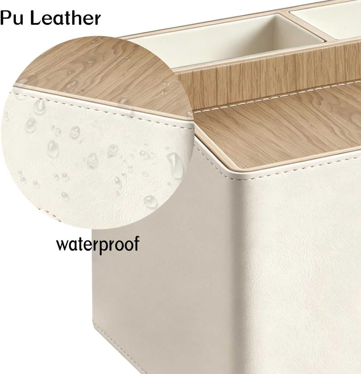PU Leather Tissue Box Holder Rectangle,Facial Tissue Cover with Tray on Top