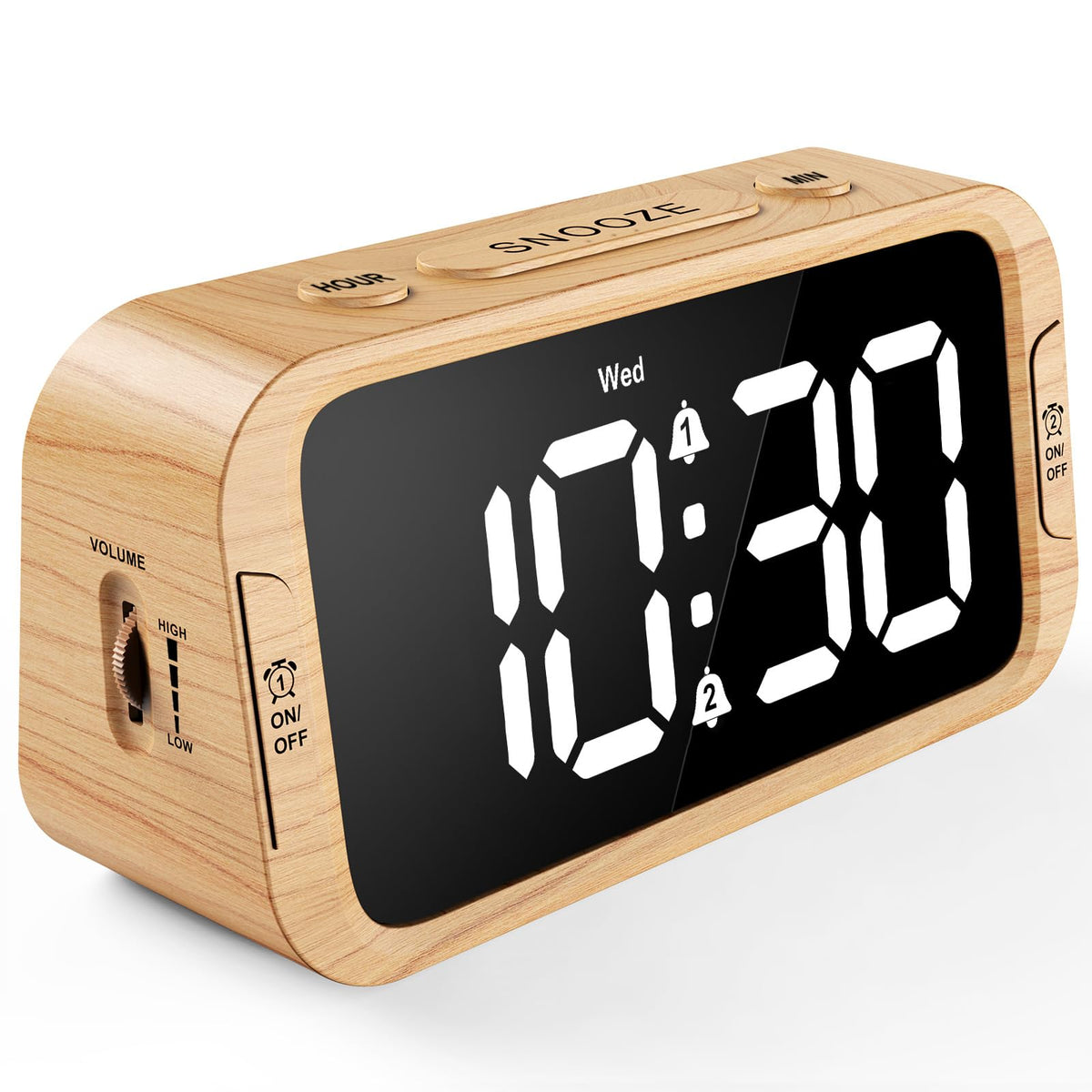 Odokee Digital Dual Alarm Clock for Bedroom with 0-100% Dimmable Display