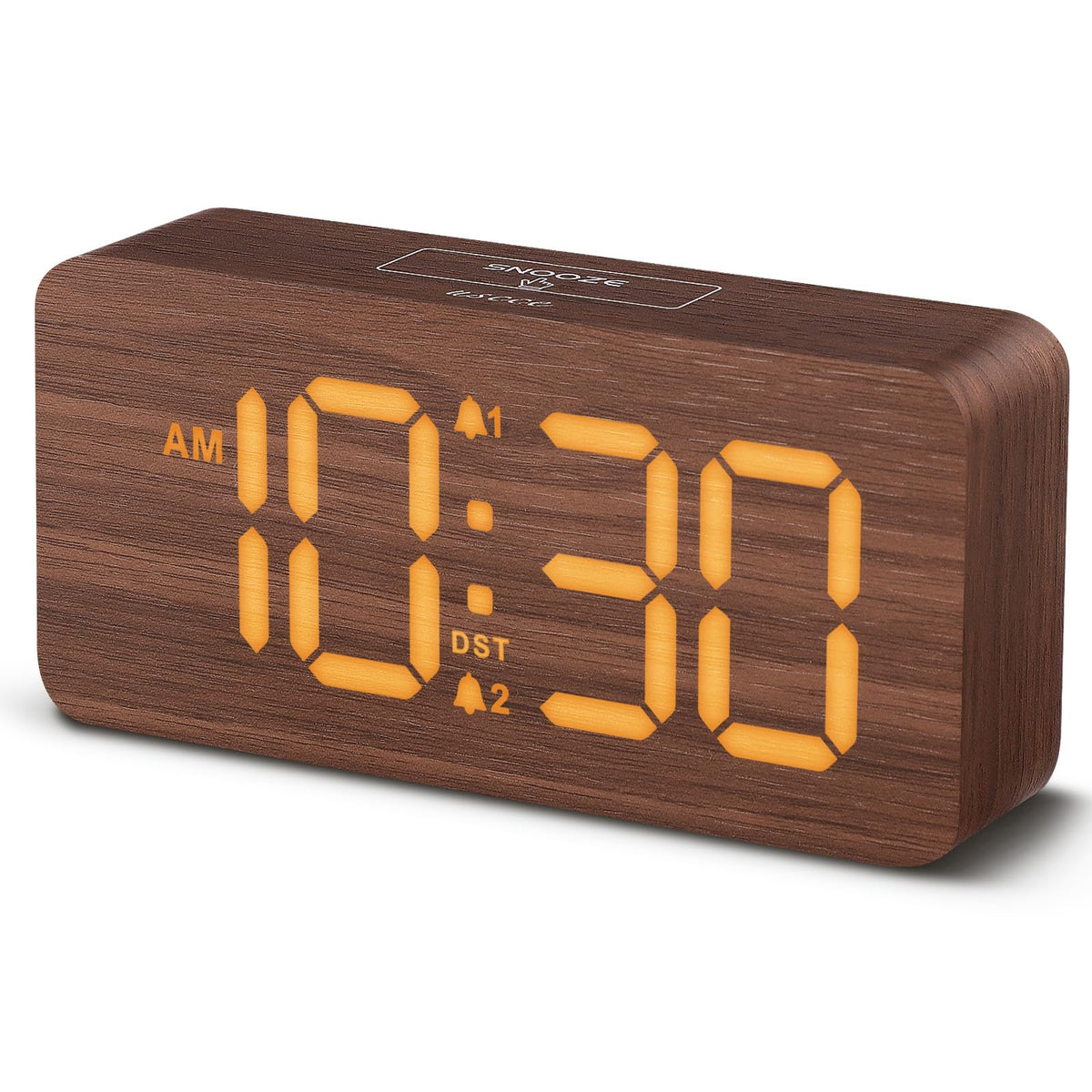 uscce Wooden Digital Alarm Clocks for Bedrooms with 0-100% Dimmable Display