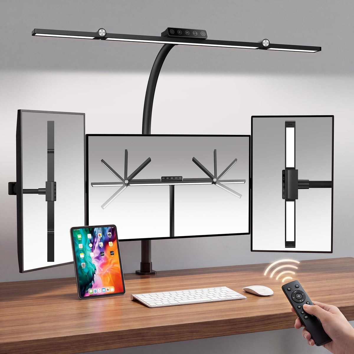 LED Desk Lamp Clip on Light with 3 Color Modes 10 Brightness Ring/Clamp Light 360° Adjustable Neck Dimmable Eye Protection Desk Lamps for Home Office