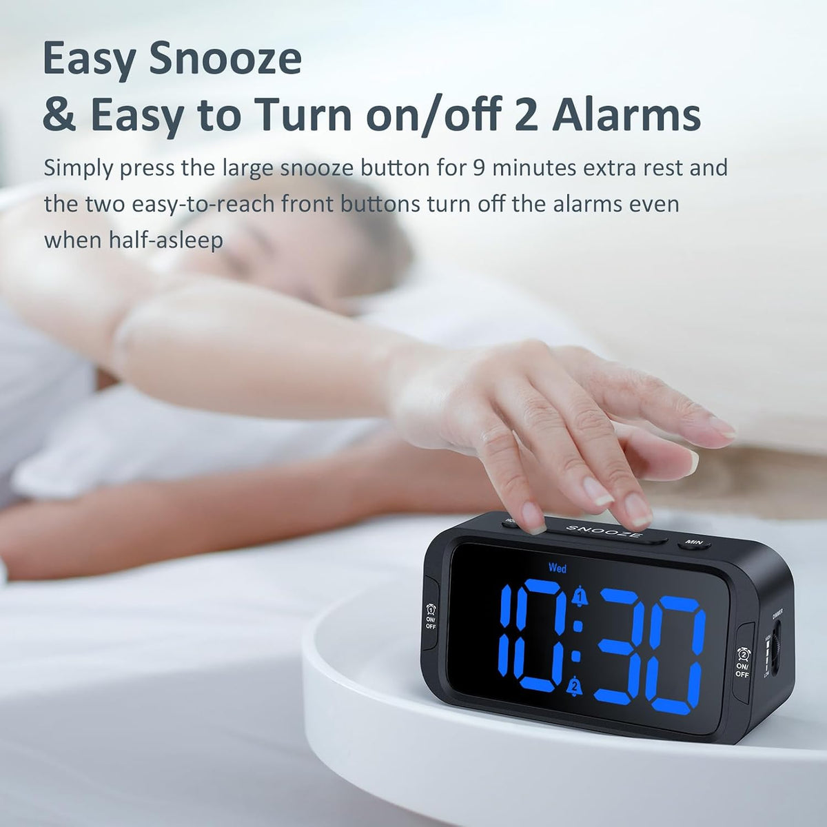 Odokee Digital Dual Alarm Clock for Bedroom with 0-100% Dimmable Display