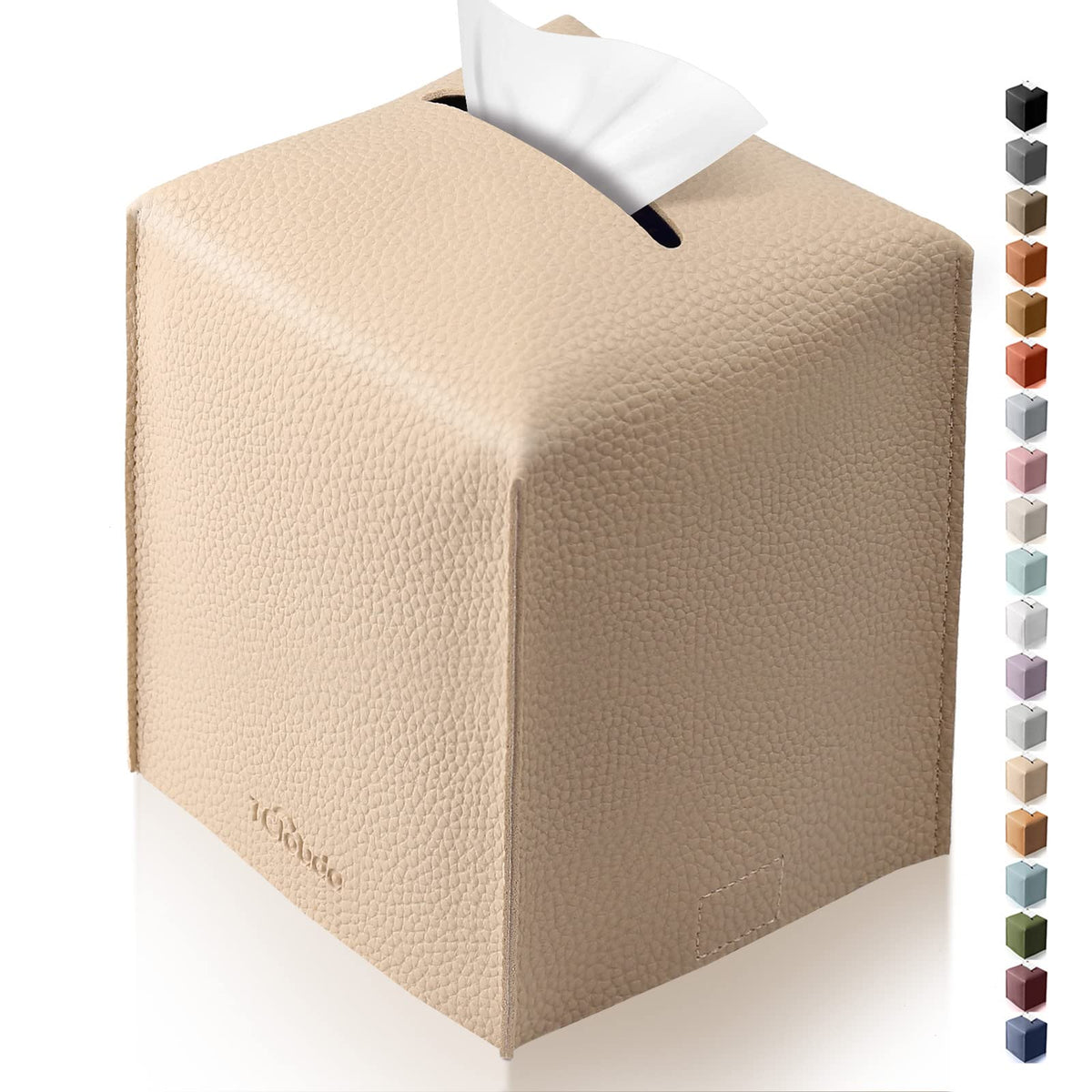 Tissue Box Cover for PU Leather, Modern Simple Solid Color Holder Square Tissue Bag, Ideal for Bathrooms,Office,Car,Outdoor Tent,Dining Table,5"X5"X5", Single Cocoa Brown