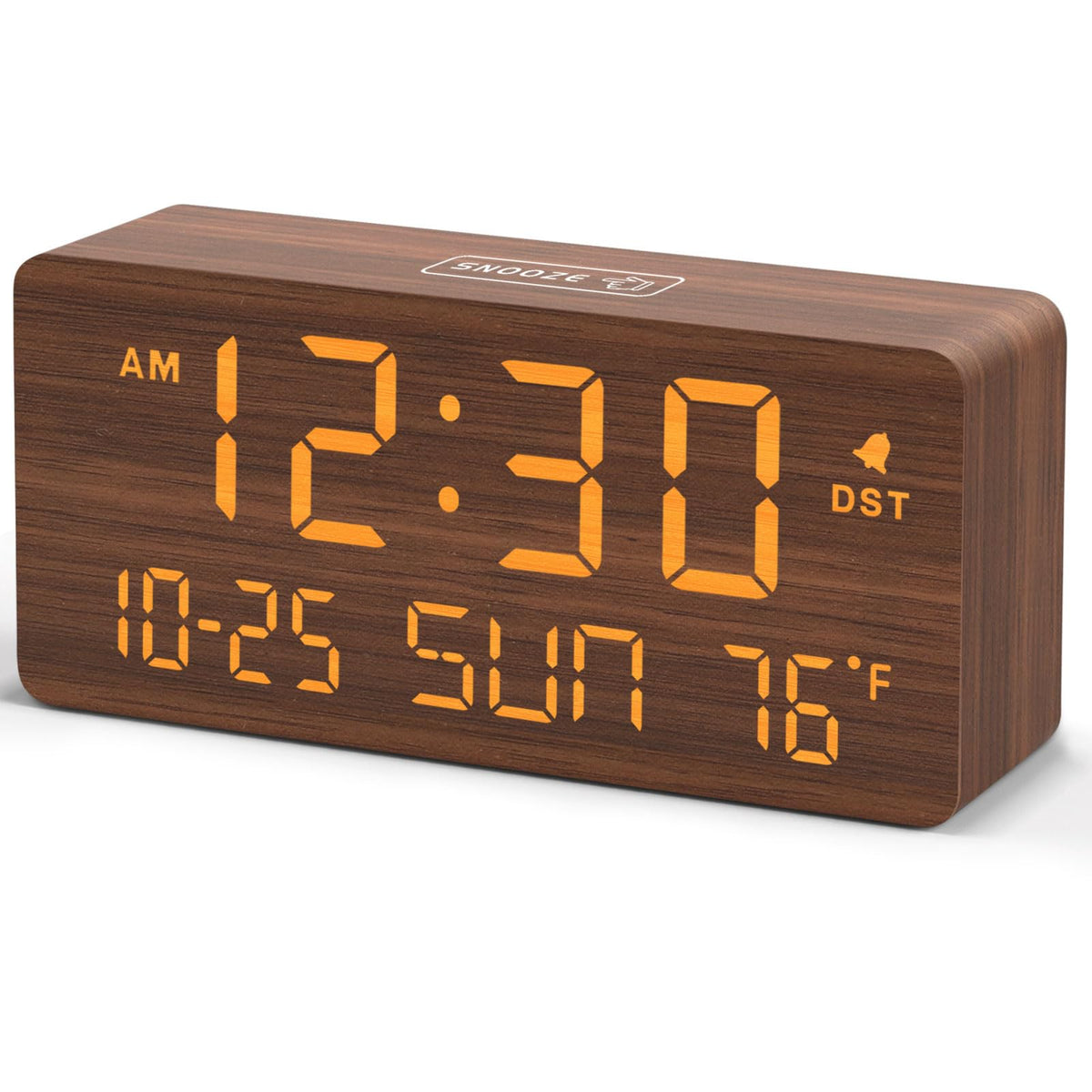DreamSky Wooden Digital Alarm Clocks for Bedrooms with Date & Day of Week