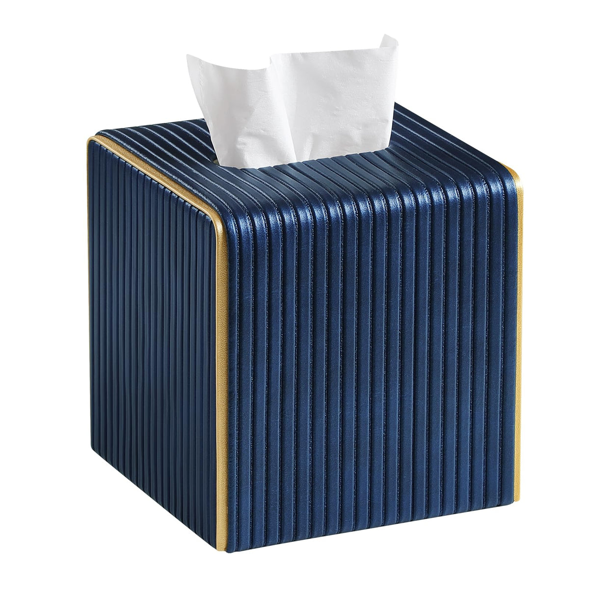 Square PU Leather Tissue Box Cover with Magnetic Closure, Decorative Tissue Holder & Storage Container for Bedroom, Living Room, Dining Room, Bathroom, Countertop, Desk (Square Green)