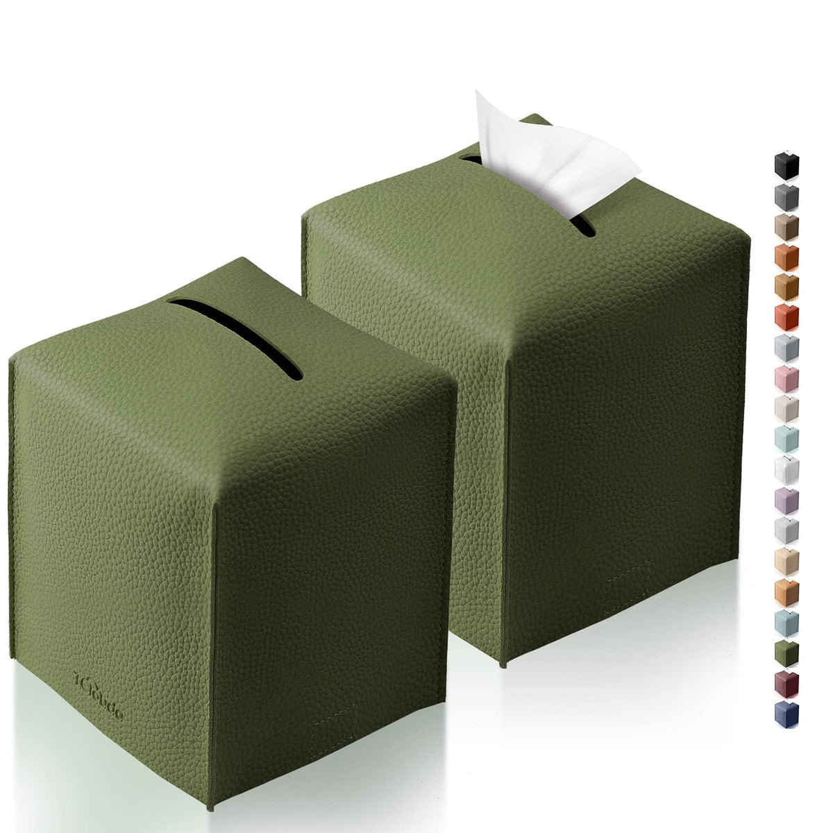 Tissue Box Cover for PU Leather, Modern Simple Solid Color Holder Square Tissue Bag, Ideal for Bathrooms,Office,Car,Outdoor Tent,Dining Table,5"X5"X5", Single Cocoa Brown