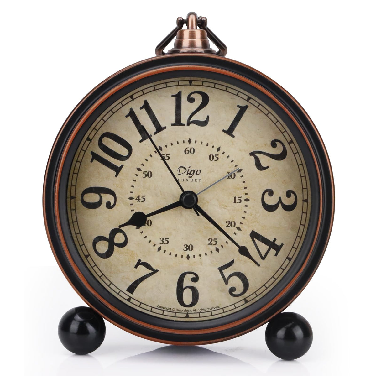Maxspace 5.2in Desk Clock, Retro Silent Analog Clock Non-Ticking & Battery Operated with Quartz Movement,Clock Decor for Bedroom Living Room
