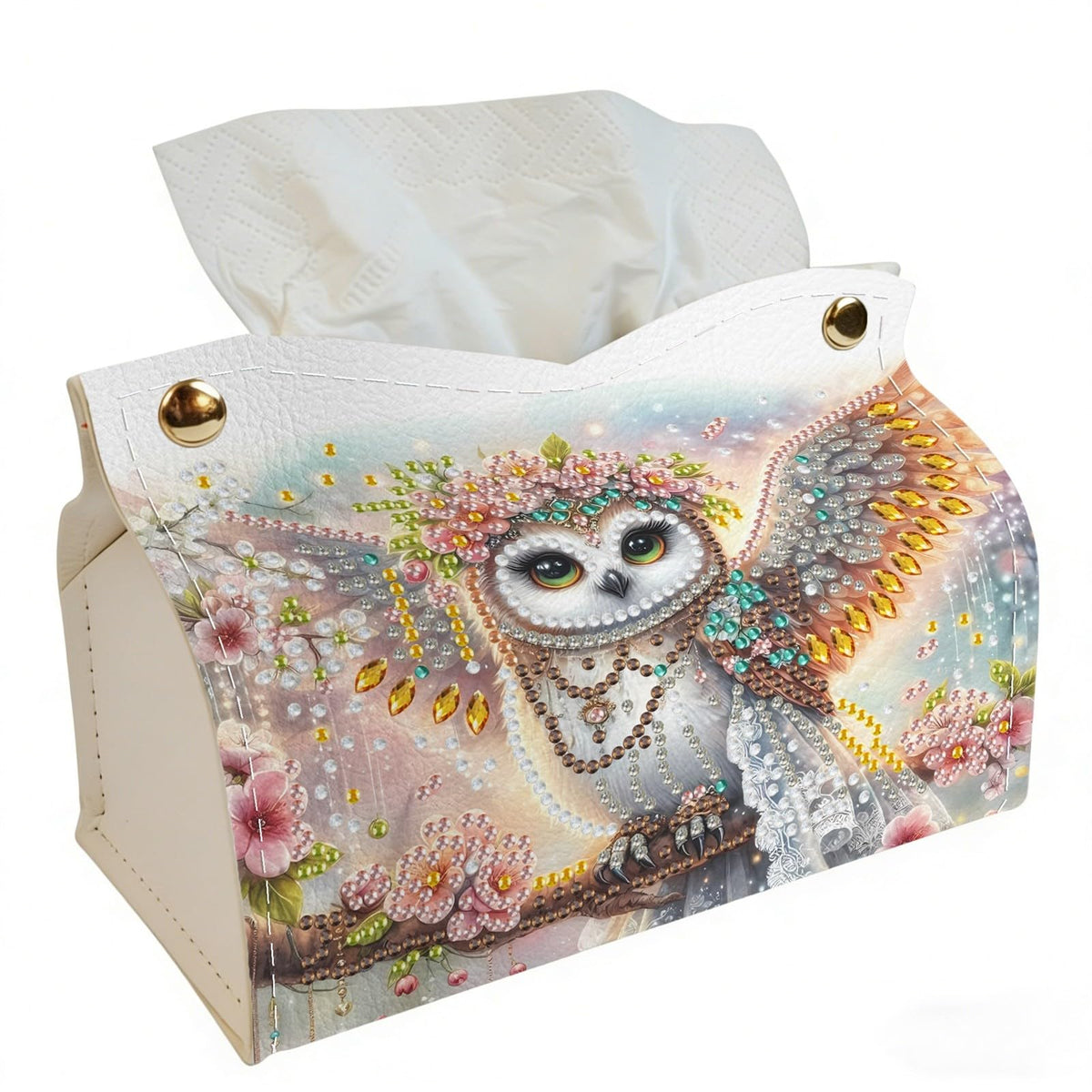 DoxQcs DIY Diamond Art Painting PU Leather Tissue Box Cover Holder
