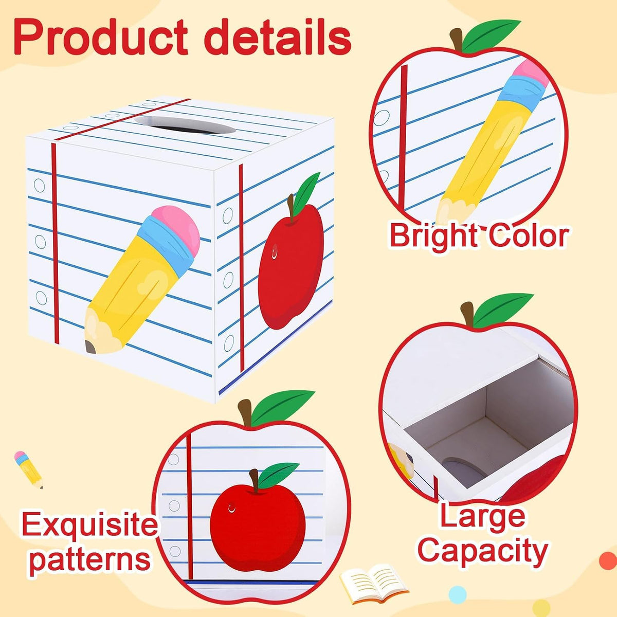 2 Pack Wooden Classroom Back to School Gift Tissues Boxes