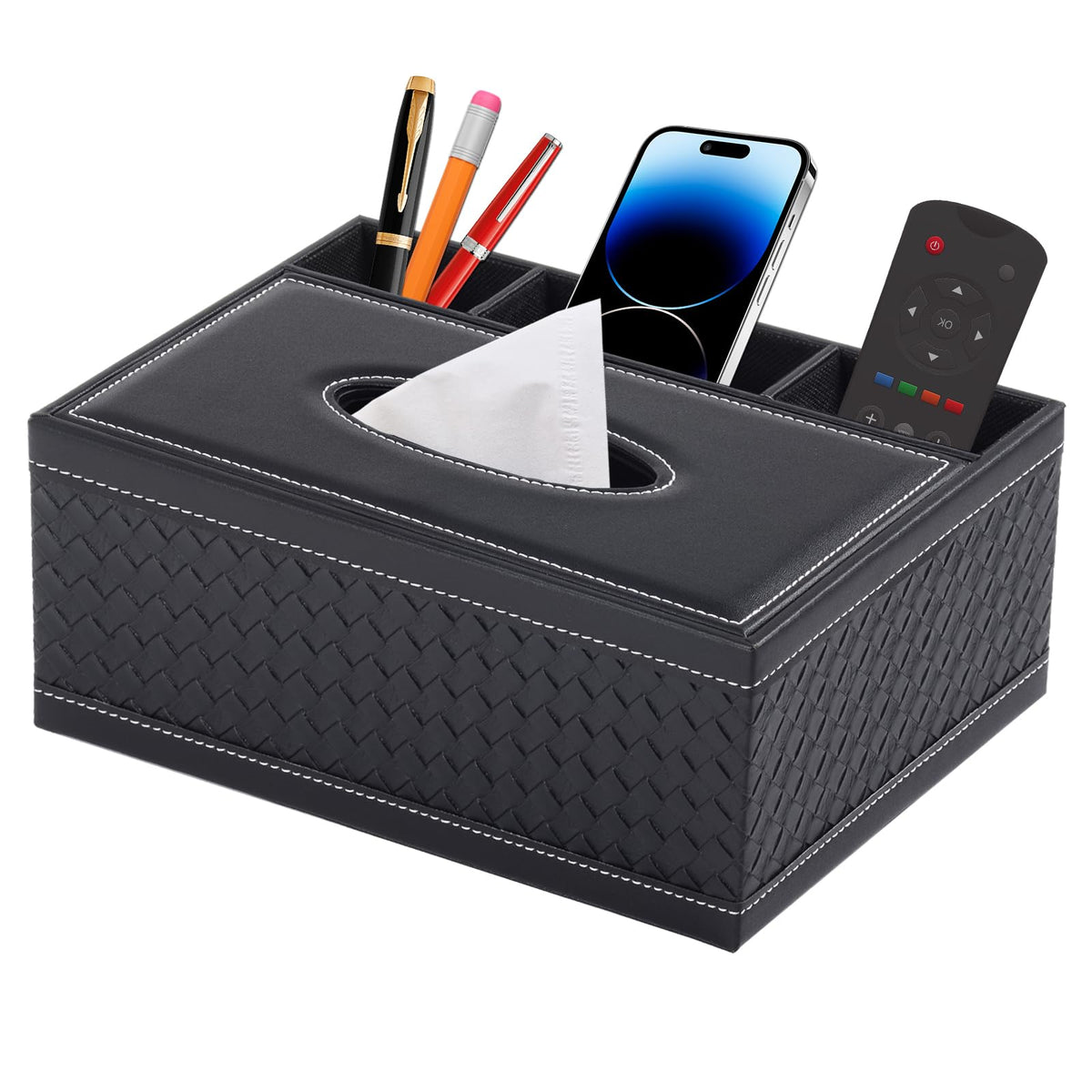 Tissue Box Cover Square,Modern Leather Tissue Box Holder for Napkin Facial Paper Organizer Bottom with Magnet Reinforcement for Home/Hotel/Restaurant/Office/car/Living Room(Retro)