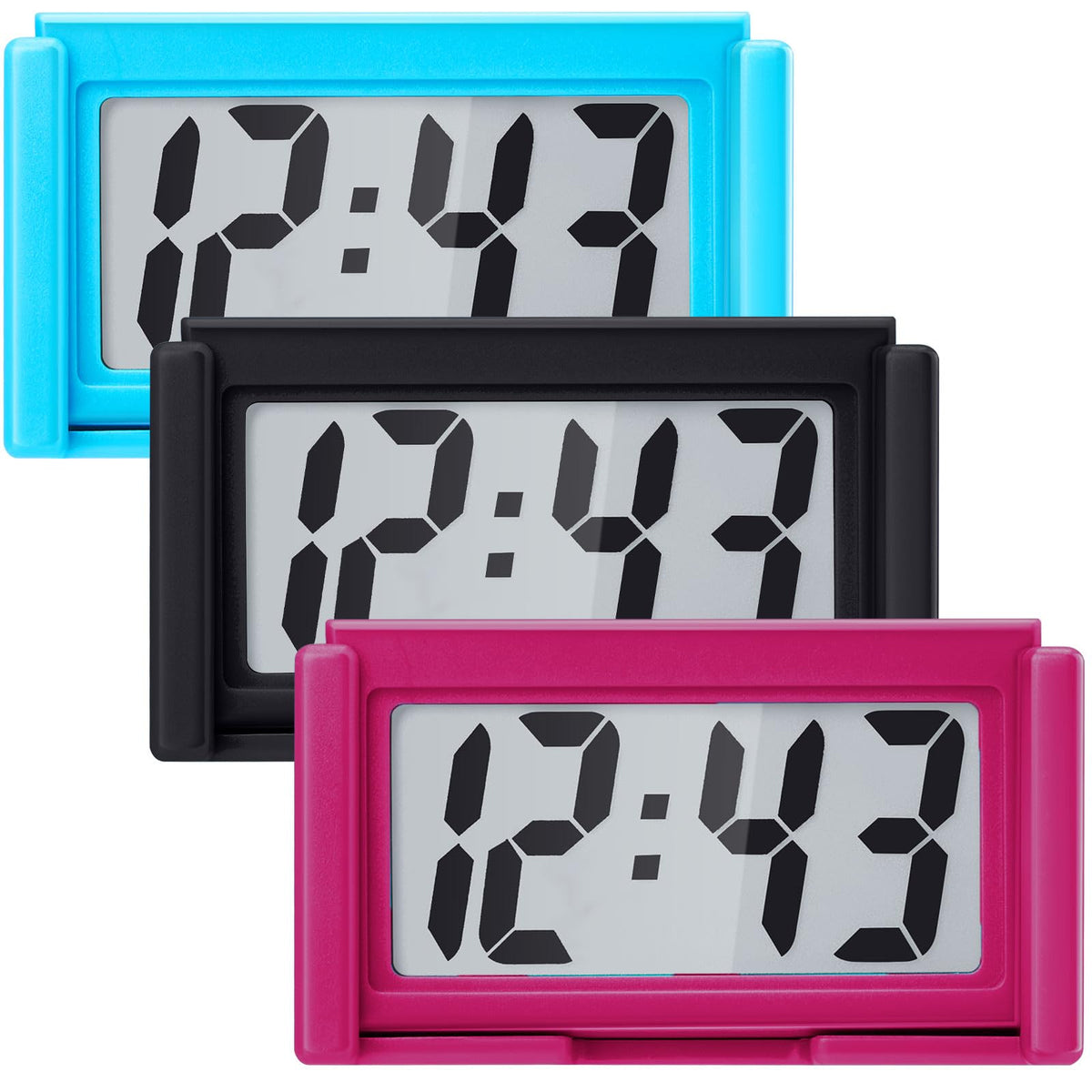 Frienda 3 Pieces Mini Small Digital Clock Stick On,Black