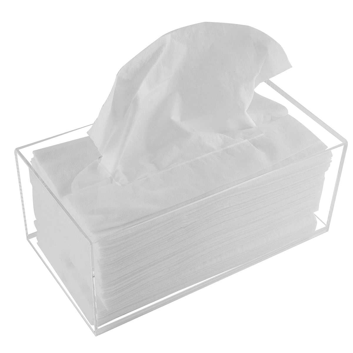 Acrylic Tissue Box Holder, Clear Dispenser for Facial Tissues, Napkins, and Dryer Sheets. Perfect for Bathrooms, Desks, Countertops, Vanities, Bedrooms, and Nightstands (Rectangle, Marble)