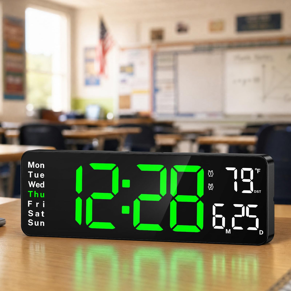 Digital Clock Large Display, 16" Large Digital Wall Clock for Classroom, Led Big Wall Clocks with Remote Control,Date,Week,Alarm,Temp,Night Light for Bedroom,Living Room,Gym,Office