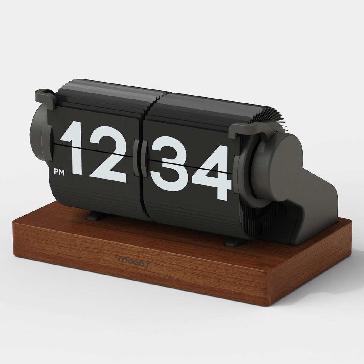 mooas Flip Desk Clock (Black), Retro Vintage Design Auto Flip Table Clock