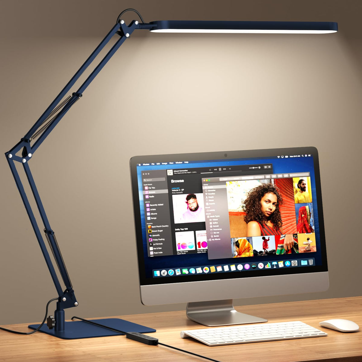 SKYLEO Desk Lamp for Home Office, Eye Comfortable LED Desk Light for Long Hours, Adjustable Swing Arm with Memory Function, Black