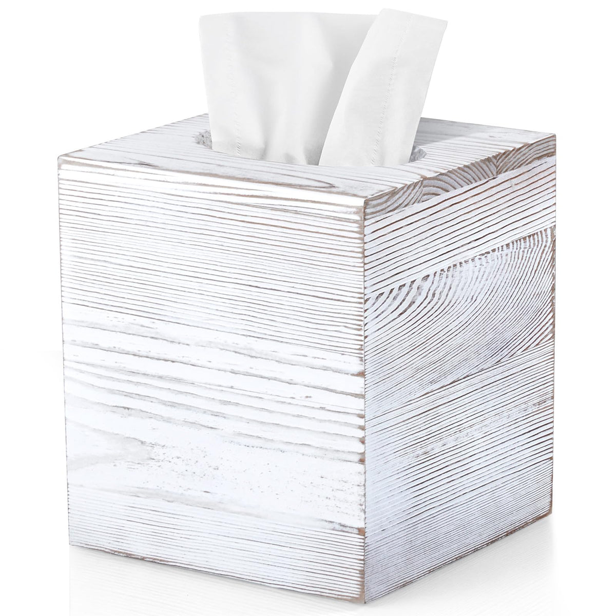 ALELION Tissue Box Cover Square - Acacia Wood Tissue Box Holder for Tabletop Night Stands Bathroom Office - Decorative Facial Cube Tissue Box Cover for Modern Farmhouse Decor