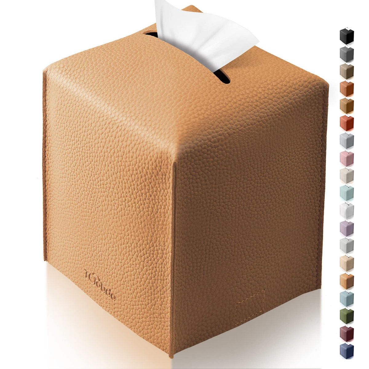 Tissue Box Cover, Tclouda, Modern PU Leather Square Tissue Box Holder for Creative Decorative, 2 Pack, Ideal for Bathrooms/Office/Car/Nightstand/Outdoor Tent/Dining Table, 5"X5"X5", Double Black