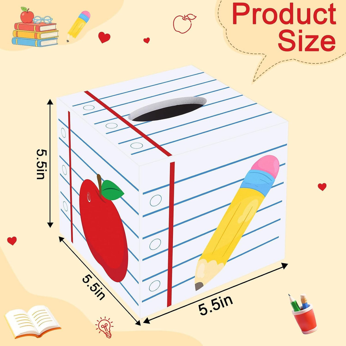2 Pack Wooden Classroom Back to School Gift Tissues Boxes