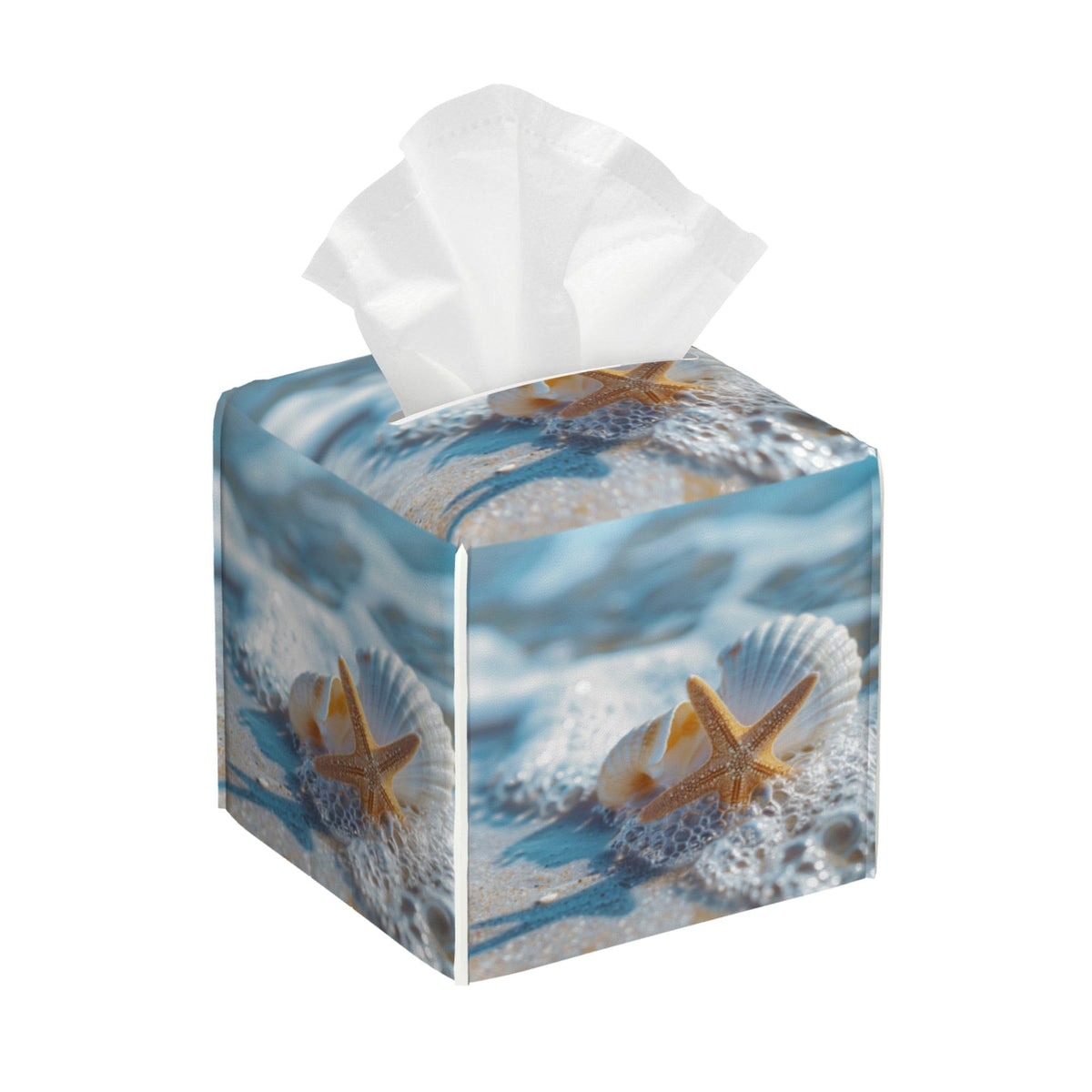 Eucalyptus Leaves and Flowers Tissue Box Cover Square,Watercolor Green Leaves Branches Tissue Box Holder Waterproof Leather Facial Paper Organizer Dispenser for Bathroom Home Car Nightstand Vanity
