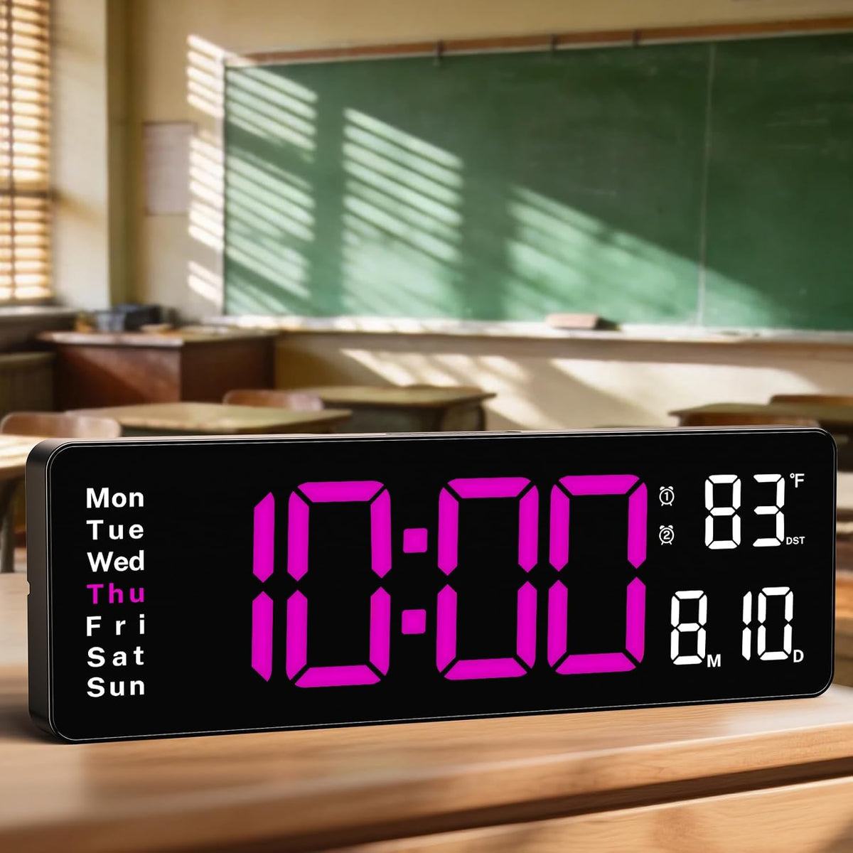 Digital Clock Large Display, 16" Large Digital Wall Clock for Classroom, Led Big Wall Clocks with Remote Control,Date,Week,Alarm,Temp,Night Light for Bedroom,Living Room,Gym,Office