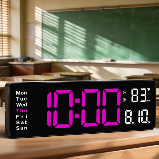 Digital Clock Large Display, 16" Large Digital Wall Clock for Classroom, Led Big Wall Clocks with Remote Control,Date,Week,Alarm,Temp,Night Light for Bedroom,Living Room,Gym,Office