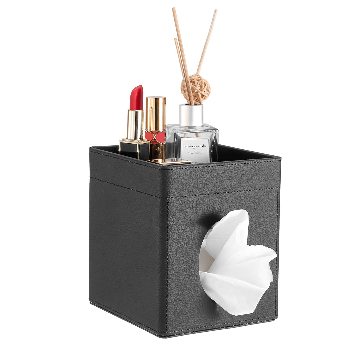 Sumnacon Linen Square Tissue Box Cover with Tray Tissue Box Holder,Grey