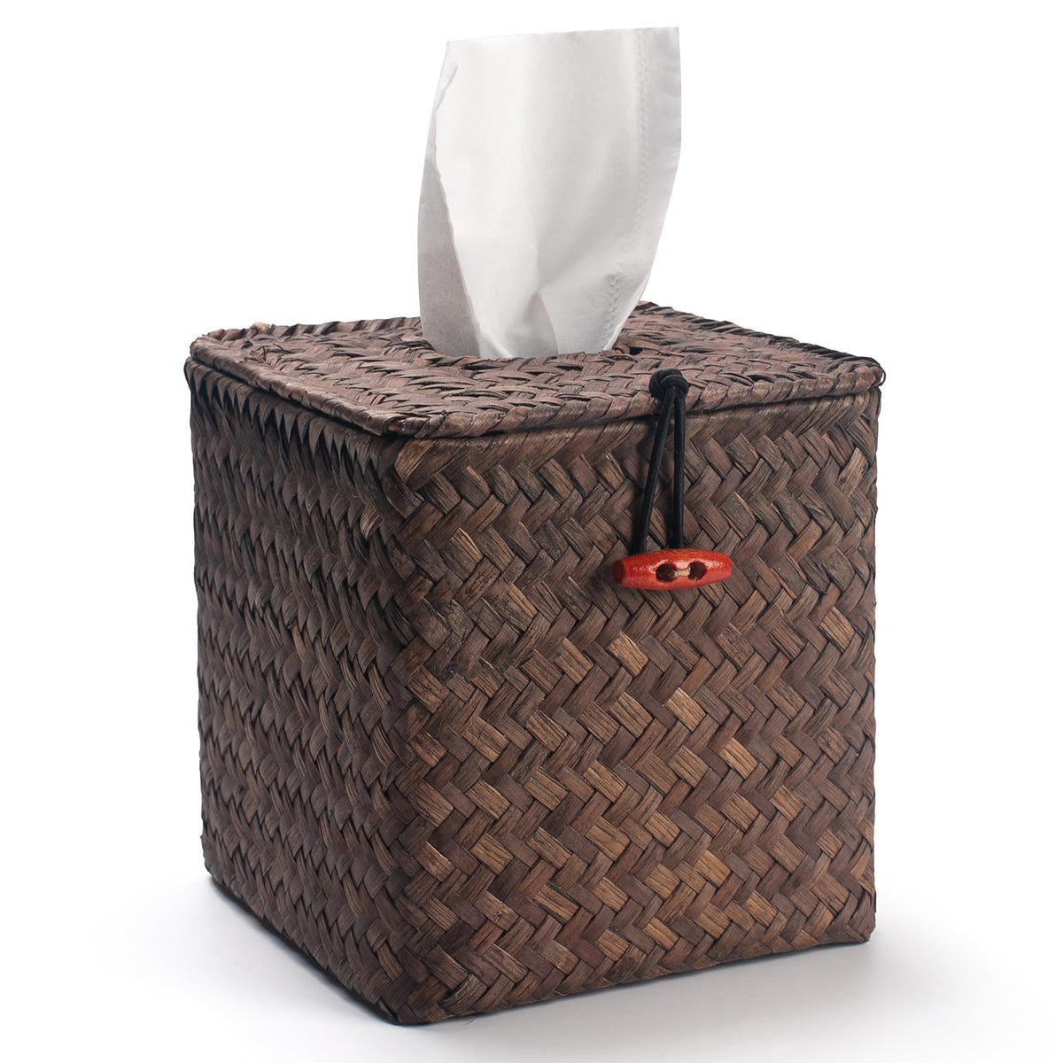 Seagrass Square Tissue Box Cover Woven Napkin Holder Decorative for Bathroom Farmhouse (Whitewash, 5.5 x 5.5 x 5.5 Inch)