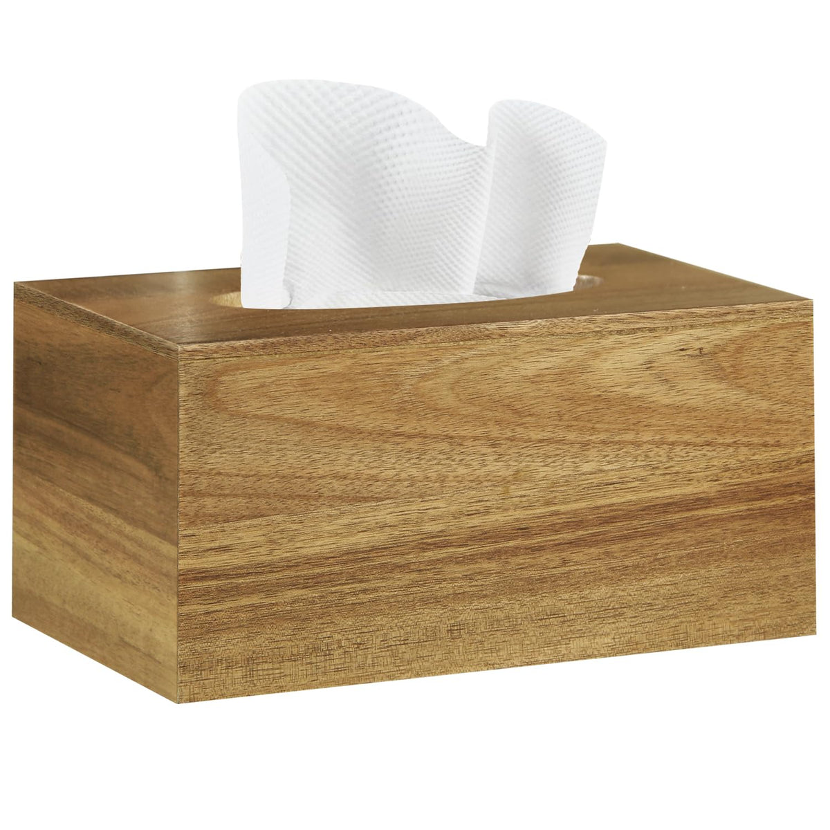 Tissue Box Cover, Wood Tissue Box Holder Rectangle with Slide-Out Bottom