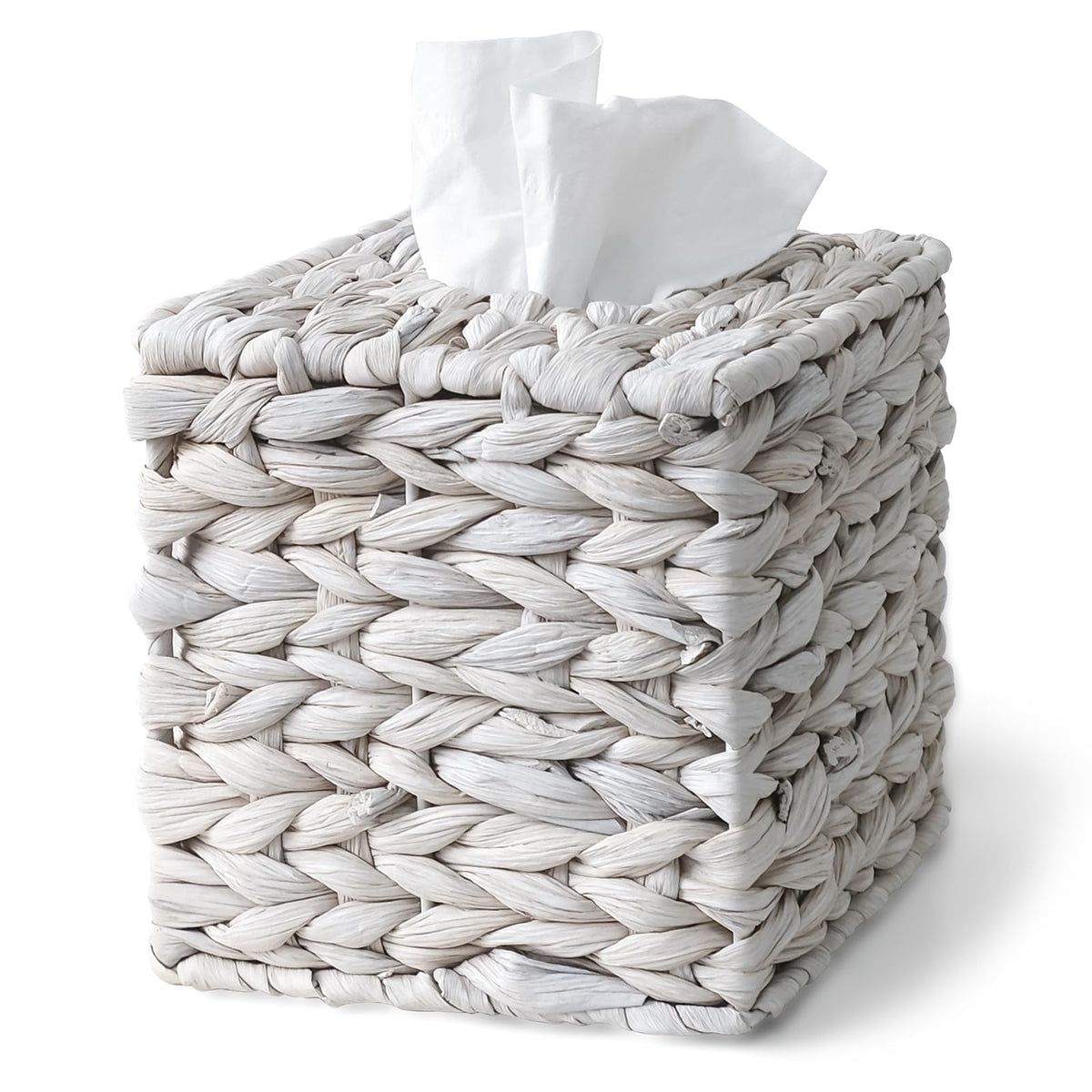 Wicker Tissue Box Cover Square, Handwoven Facial Tissue Napkin Box Holder