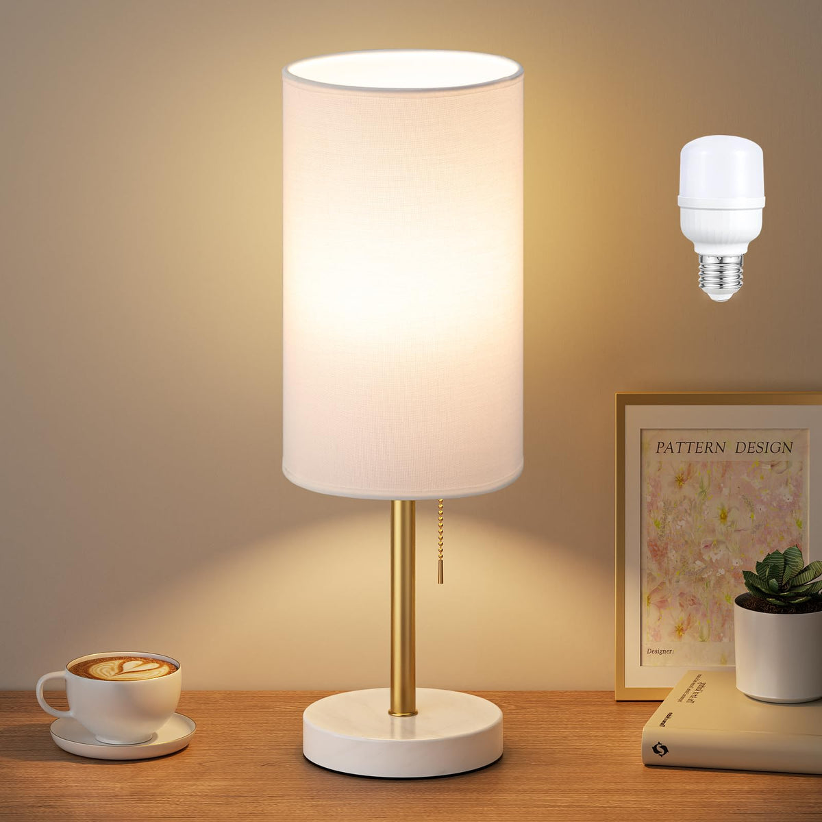Dicoool Bedside Table Lamp for Bedroom - Small Desk Lamp with USB Ports