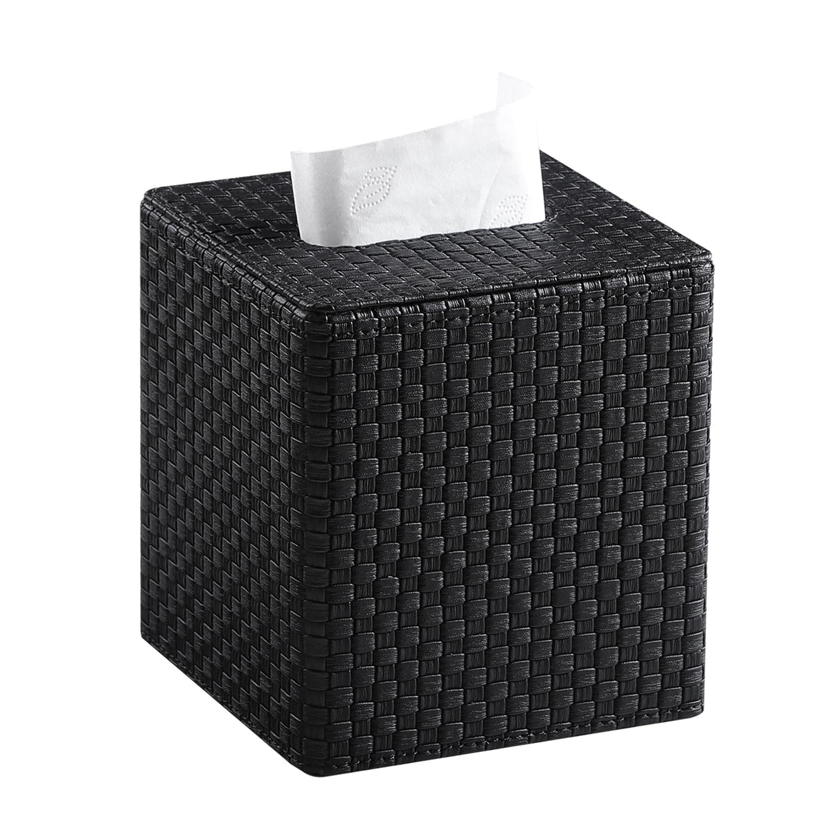 Square Tissue Box Cover, Stylish Leather Tissue Box Holder with Magnetic Bottom, Used As A Decorative Tissue Holder for Living Rooms, Bedrooms, and Desks (Brown Grape Pattern)
